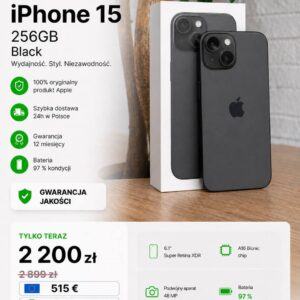 iPhone 15 256GB Czarny