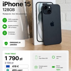 iPhone 15 128GB Czarny