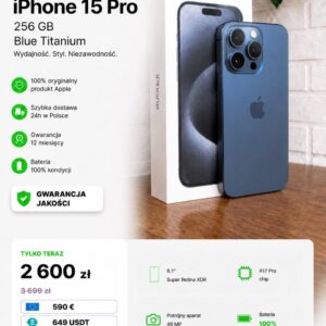 iPhone 15 Pro 256GB Blue Titanium