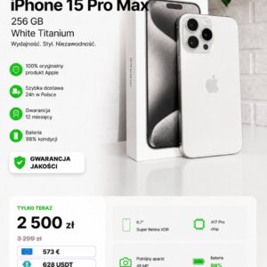 iPhone 15 Pro Max 256GB White Titanium